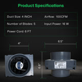 RF Series Radon Mitigation Booster Fan for 4-Inch PVC Systems